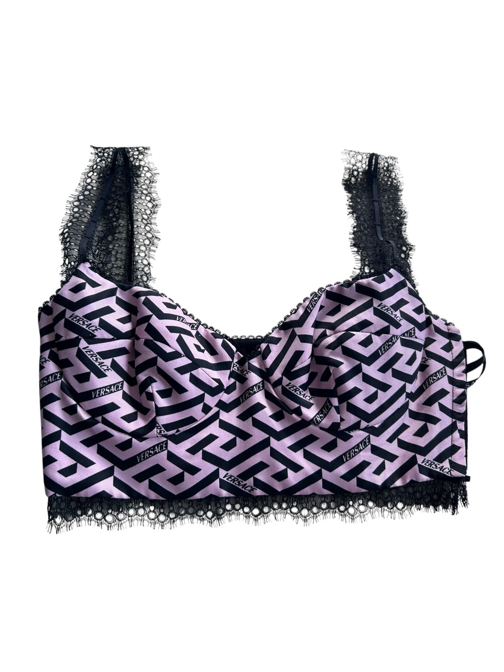 Versace Silk Monogram Lace Corset Bralette IT 36